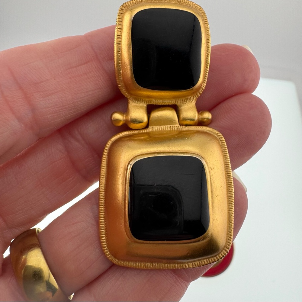 Chico's large Gold, Black, and Red Earring Trio Clip On Good Condition - Picture 6 of 7